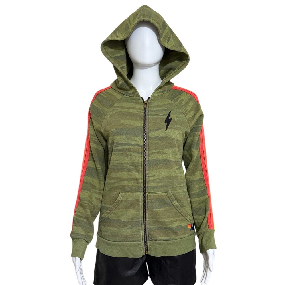 Aviator Nation Camo Bolt Front Zip Hoodie Size Medium